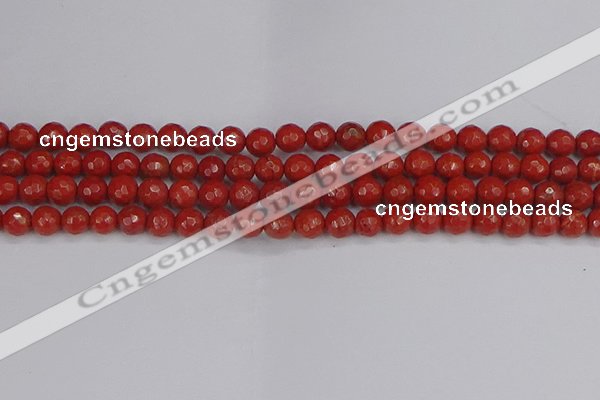 CRE339 15.5 inches 6mm faceted round red jasper beads