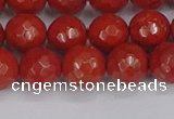 CRE341 15.5 inches 10mm faceted round red jasper beads