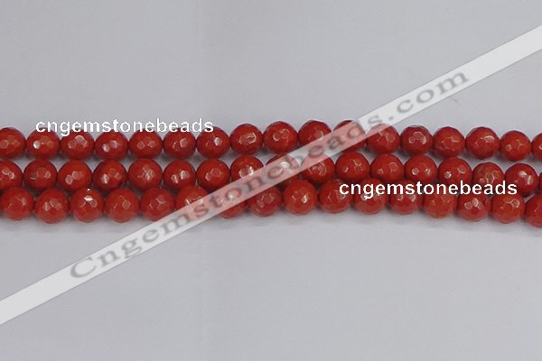 CRE341 15.5 inches 10mm faceted round red jasper beads