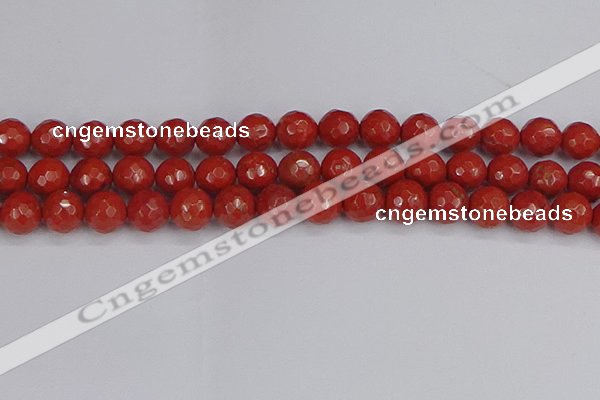 CRE342 15.5 inches 12mm faceted round red jasper beads