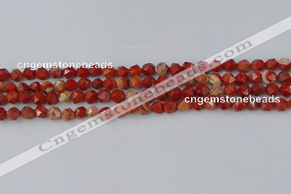 CRE345 15.5 inches 6mm faceted nuggets red jasper beads