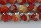 CRE346 15.5 inches 8mm faceted nuggets red jasper beads