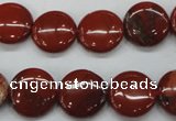 CRE35 15.5 inches 14mm flat round red jasper beads wholesale