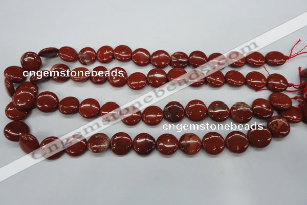 CRE35 15.5 inches 14mm flat round red jasper beads wholesale