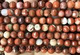 CWJ378 15 inches 8mm faceted round red jasper beads wholesale