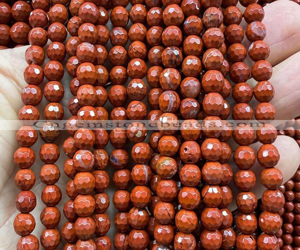 CRE384 15 inches 6mm faceted round red jasper beads wholesale