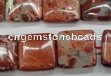 CRE58 15.5 inches 20*20mm square red jasper beads wholesale