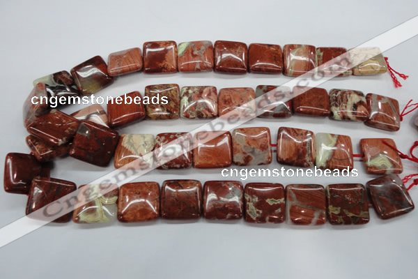 CRE58 15.5 inches 20*20mm square red jasper beads wholesale