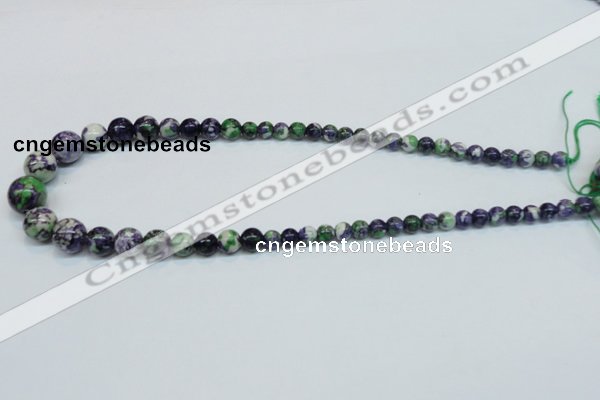 CRF10 15.5 inches multi sizes round dyed rain flower stone beads