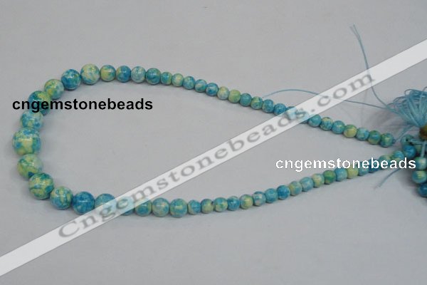 CRF111 15.5 inches 6mm - 14mm round dyed rain flower stone beads