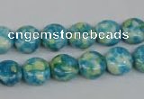 CRF116 15.5 inches 10mm flat round dyed rain flower stone beads