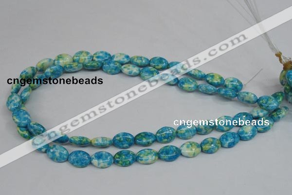 CRF124 15.5 inches 10*14mm oval dyed rain flower stone beads