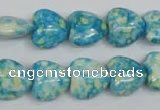 CRF132 15.5 inches 14*14mm heart dyed rain flower stone beads
