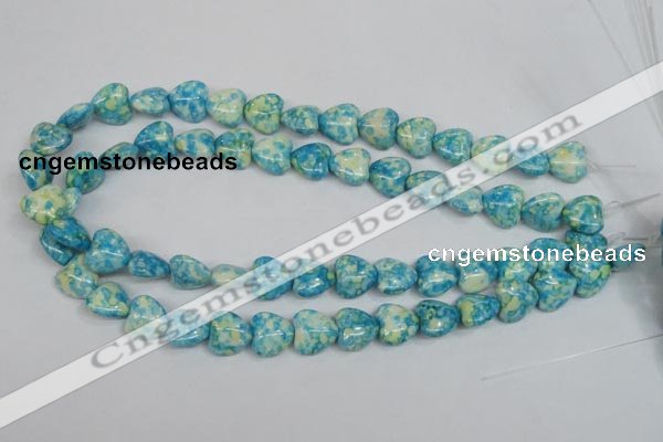 CRF132 15.5 inches 14*14mm heart dyed rain flower stone beads