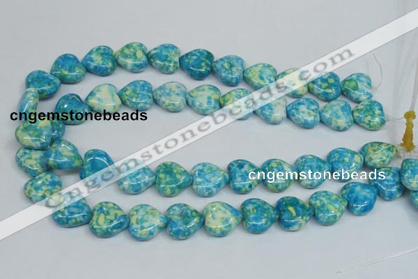 CRF134 15.5 inches 18*18mm heart dyed rain flower stone beads