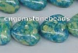 CRF135 15.5 inches 20*20mm heart dyed rain flower stone beads