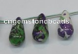 CRF15 11*21mm top-drilled teardrop dyed rain flower stone beads