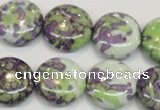 CRF17 15.5 inches 20mm flat round dyed rain flower stone beads