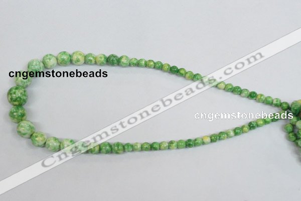 CRF191 15.5 inches 6mm - 14mm round dyed rain flower stone beads