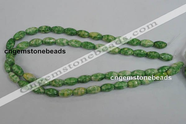 CRF194 15.5 inches 8*14mm rice dyed rain flower stone beads