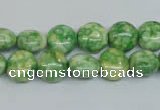 CRF196 15.5 inches 10mm flat round dyed rain flower stone beads