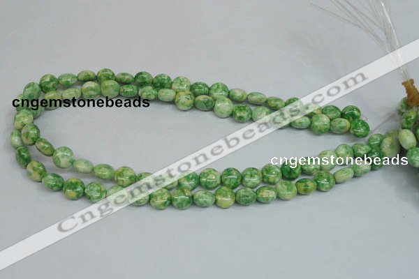 CRF196 15.5 inches 10mm flat round dyed rain flower stone beads
