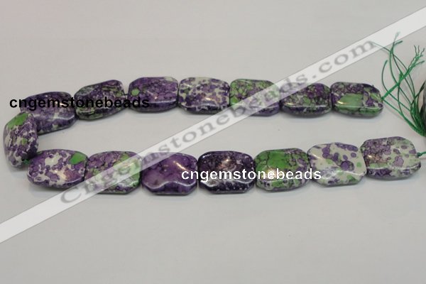 CRF20 15.5 inches 20*26mm rectangle dyed rain flower stone beads