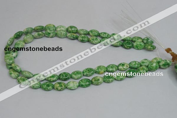 CRF204 15.5 inches 10*14mm oval dyed rain flower stone beads