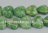 CRF212 15.5 inches 14*14mm heart dyed rain flower stone beads