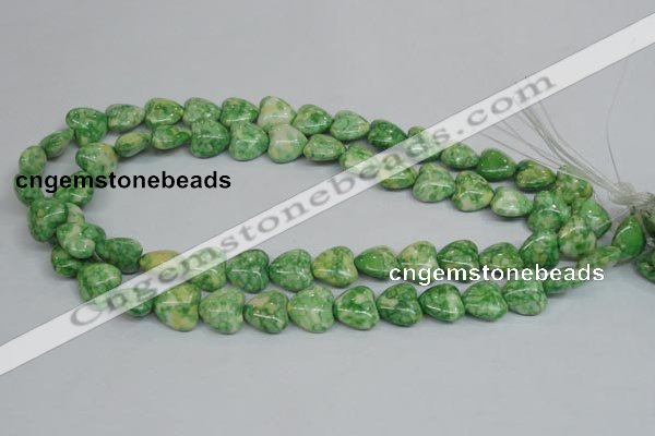 CRF212 15.5 inches 14*14mm heart dyed rain flower stone beads