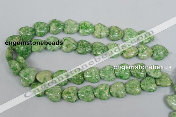 CRF214 15.5 inches 18*18mm heart dyed rain flower stone beads