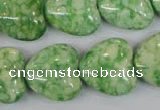 CRF215 15.5 inches 20*20mm heart dyed rain flower stone beads