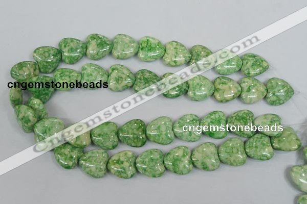 CRF215 15.5 inches 20*20mm heart dyed rain flower stone beads