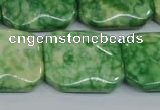 CRF225 15.5 inches 20*26mm rectangle dyed rain flower stone beads