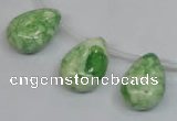 CRF228 Top-drilled 13*18mm flat teardrop dyed rain flower stone beads