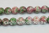 CRF23 15.5 inches 8mm round dyed rain flower stone beads wholesale
