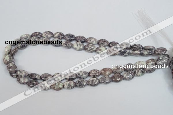 CRF243 15.5 inches 10*14mm oval dyed rain flower stone beads