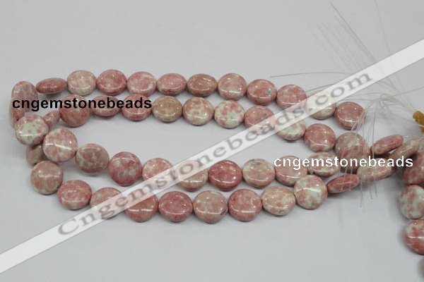 CRF258 15.5 inches 16mm flat round dyed rain flower stone beads