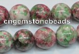 CRF27 15.5 inches 16mm round dyed rain flower stone beads wholesale