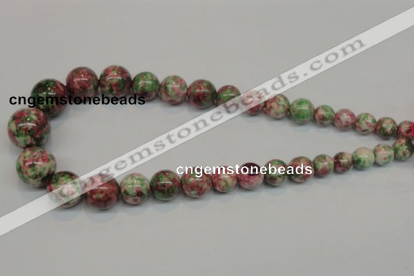 CRF31 15.5 inches multi sizes round dyed rain flower stone beads