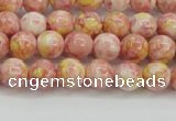 CRF314 15.5 inches 4mm round dyed rain flower stone beads wholesale