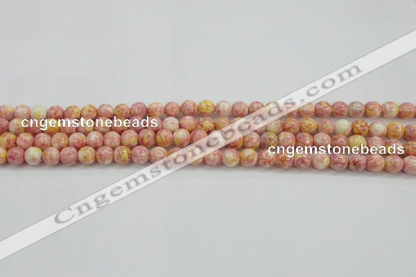 CRF314 15.5 inches 4mm round dyed rain flower stone beads wholesale