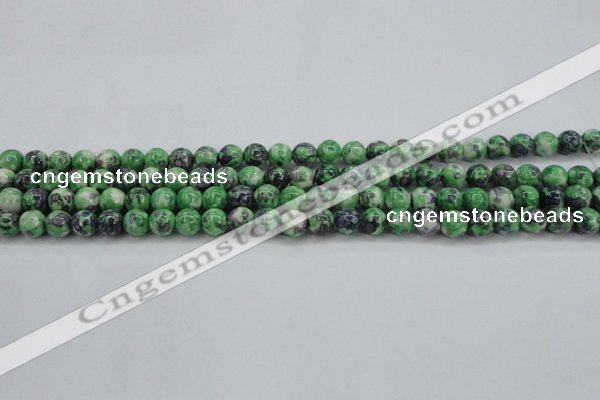 CRF349 15.5 inches 4mm round dyed rain flower stone beads wholesale