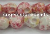 CRF358 15.5 inches 11*12mm skull dyed rain flower stone beads