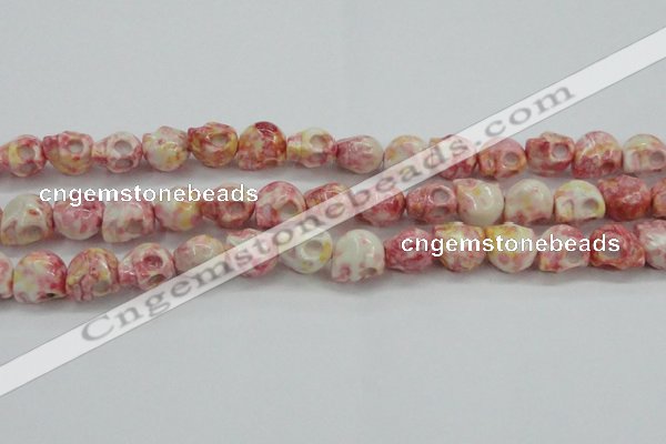 CRF358 15.5 inches 11*12mm skull dyed rain flower stone beads