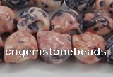 CRF359 15.5 inches 11*12mm skull dyed rain flower stone beads