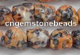 CRF360 15.5 inches 11*12mm skull dyed rain flower stone beads