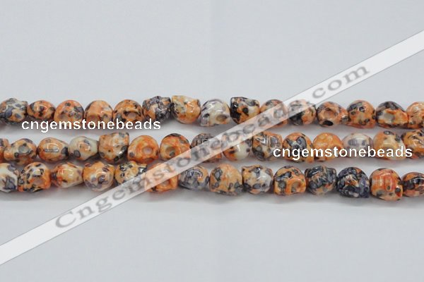 CRF360 15.5 inches 11*12mm skull dyed rain flower stone beads