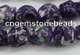 CRF365 15.5 inches 11*12mm skull dyed rain flower stone beads