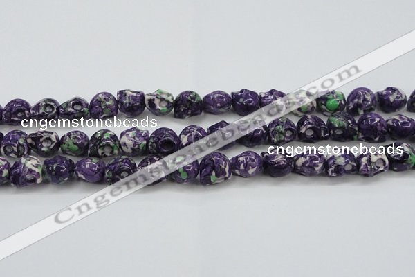 CRF365 15.5 inches 11*12mm skull dyed rain flower stone beads